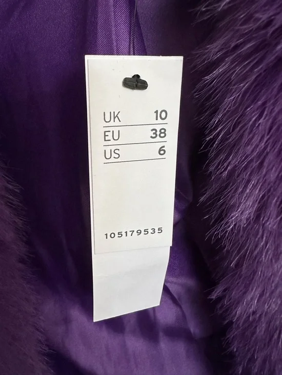 Topshop Purple Faux Fur Coat NWT Statement Teddy Coat Size 6 - Picture 14 of 14